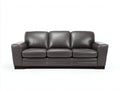 3 Sitzer Sofas mit Bezug in Lederoptik 218 x 93 x 87 cm - Dunkelgrau und Dunkelbraun - Modernes Polstersofa mit breiten Armlehnen für Wohnzimmer