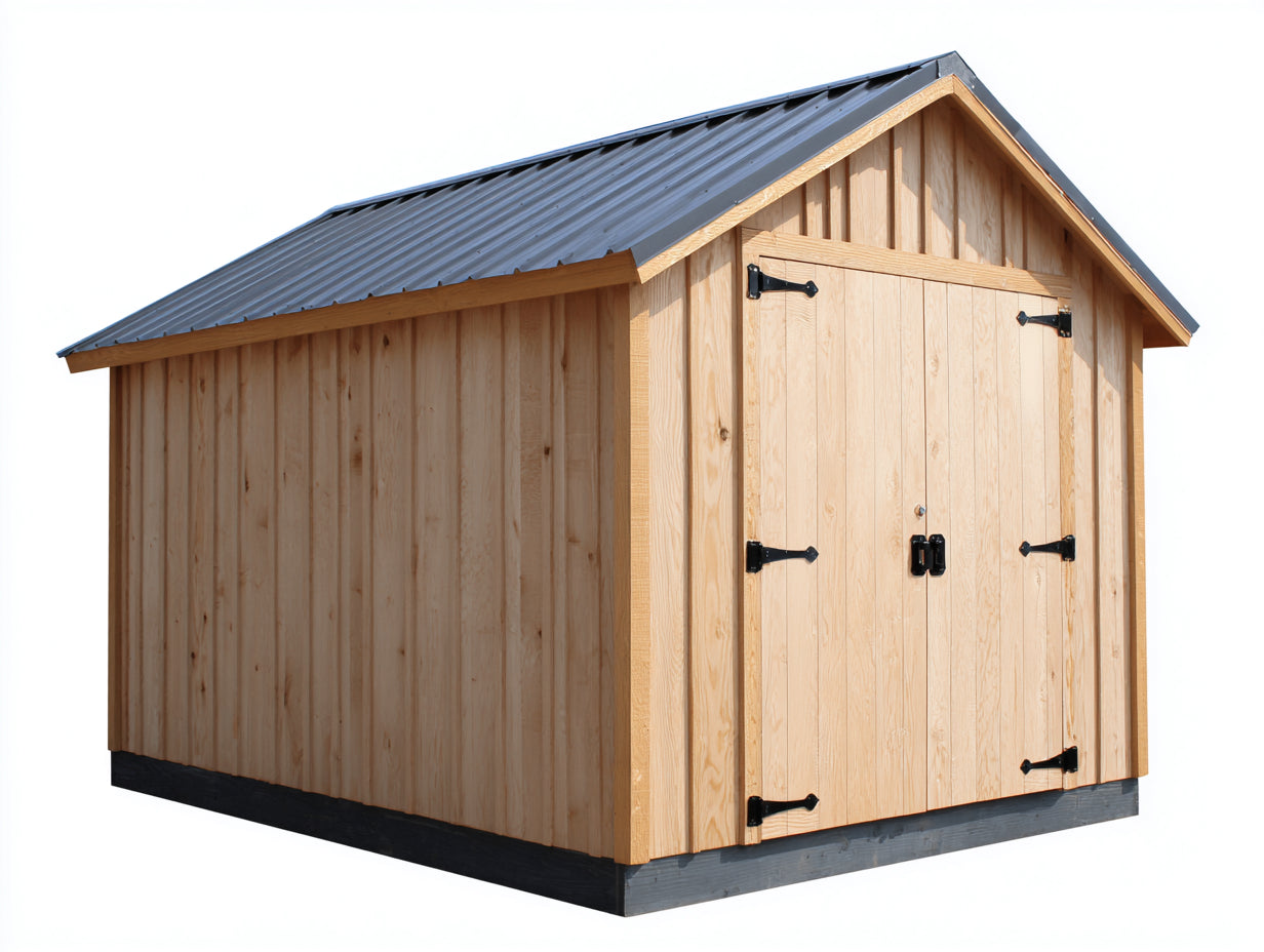 Gartenhäuser aus Holz 240 x 190 x 225 cm - Naturholz und Anthrazit - Satteldach mit 2 Türen für Garten