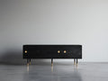 Dielenschränke mit Holzoptik 180 x 42 x 78 cm - Schwarz und Gold - modernes Design mit 3 Türen und Metallfüßen für Flur
