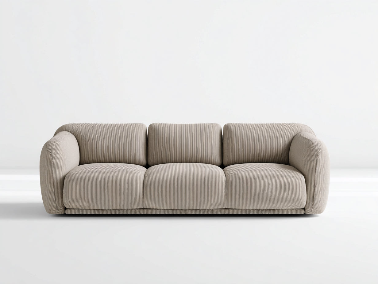 3 Sitzer Sofas mit Cordbezug 230 x 98 x 78 cm - Beige - bodennahes modernes Lounge-Design für Wohnzimmer