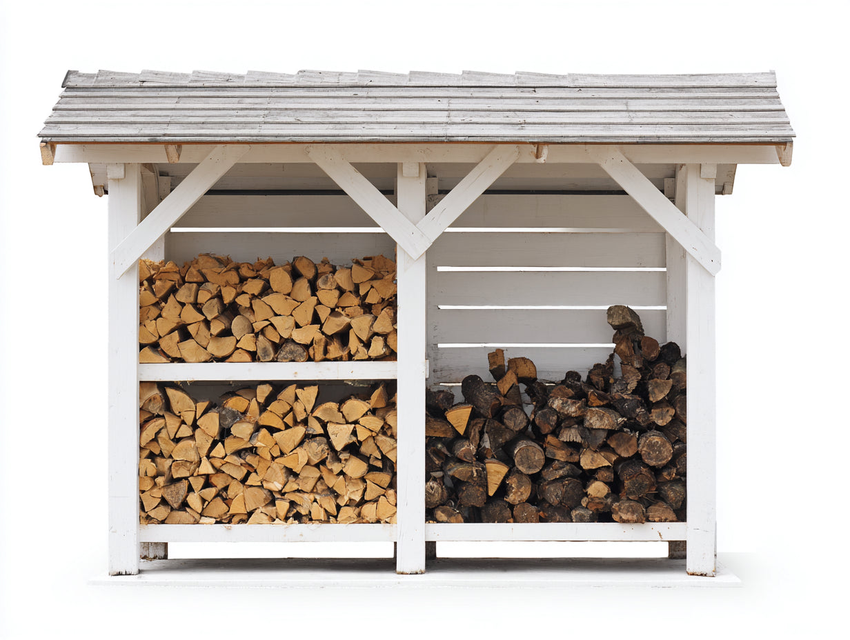 Kaminholzregal aus Holz 180 x 70 x 175 cm - Weiß - überdachtes 3-Fach-Design für Garten und Terrasse