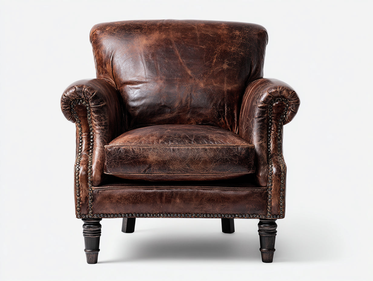 Sessel Lederoptik 110x88x82 cm - Antikbraun Schwarz - Chesterfield Stil mit Rollarmlehnen