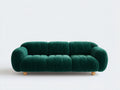 3 Sitzer Sofas mit strukturiertem Stoffbezug 225 x 95 x 78 cm - Dunkelgrün-Naturbraun - Abgerundetes Design für das Wohnzimmer
