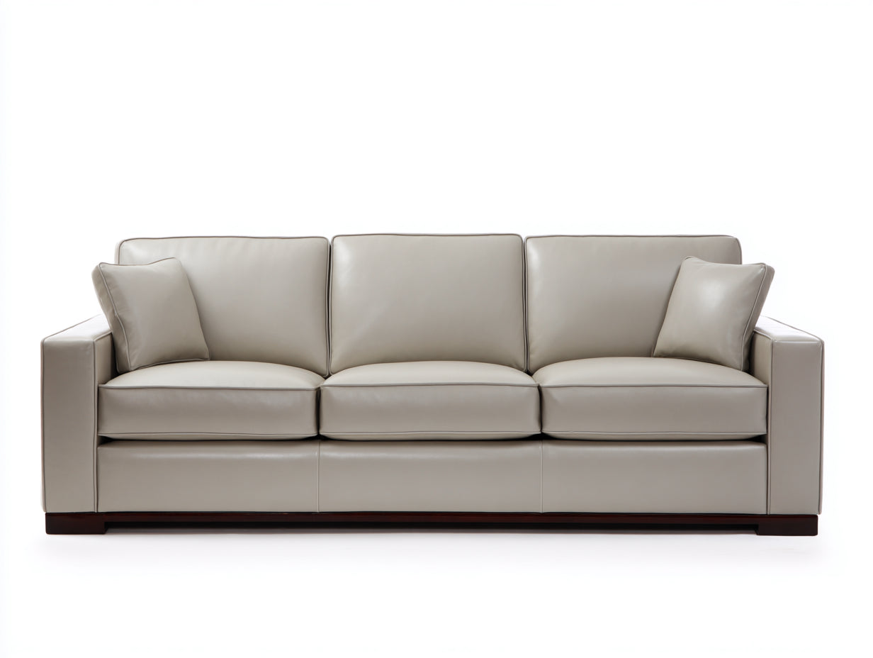 3 Sitzer Sofas mit glattem Bezug 220 x 90 x 85 cm - Beige-Dunkelbraun - Geradliniges Design für das Wohnzimmer