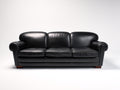 3 Sitzer Sofas mit Bezug in Lederoptik 220 x 96 x 88 cm - Schwarz und Dunkelbraun - klassisches Design mit gerollten Armlehnen für Wohnzimmer