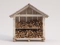 Kaminholzregal aus Holz 140 x 60 x 170 cm - Weiß-Braun - 2 Ablageebenen und Satteldach für den Außenbereich
