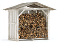 Kaminholzregal aus Holz 180 x 90 x 210 cm - Antikweiß - Überdachte offene Konstruktion im Landhausstil