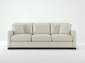 3 Sitzer Sofas Lederoptik 230x90x82 cm - Creme Dunkelbraun - modern mit breiten Armlehnen