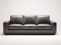 3 Sitzer Sofas mit Bezug in Lederoptik 224 x 94 x 86 cm - Dunkelgrau und Dunkelbraun - Modernes Polstersofa mit breiten Armlehnen für Wohnzimmer