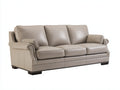 3 Sitzer Sofas Lederoptik 245x95x88 cm - Taupe Beige Dunkelbraun - klassisch mit Rollarmlehnen