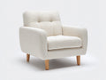 Sessel Strukturstoff 115x85x78 cm - Creme Naturfarben - modern mit Holzbeinen