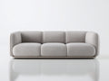 3 Sitzer Sofas mit Strukturstoffbezug 232 x 96 x 75 cm - Hellgrau und Schwarz - Modernes Polstersofa mit abgerundeten Armlehnen für Wohnzimmer