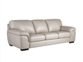 3 Sitzer Sofas aus Kunstleder 225 x 98 x 92 cm - Creme-Dunkelbraun - Komfortpolsterung mit breiten Armlehnen