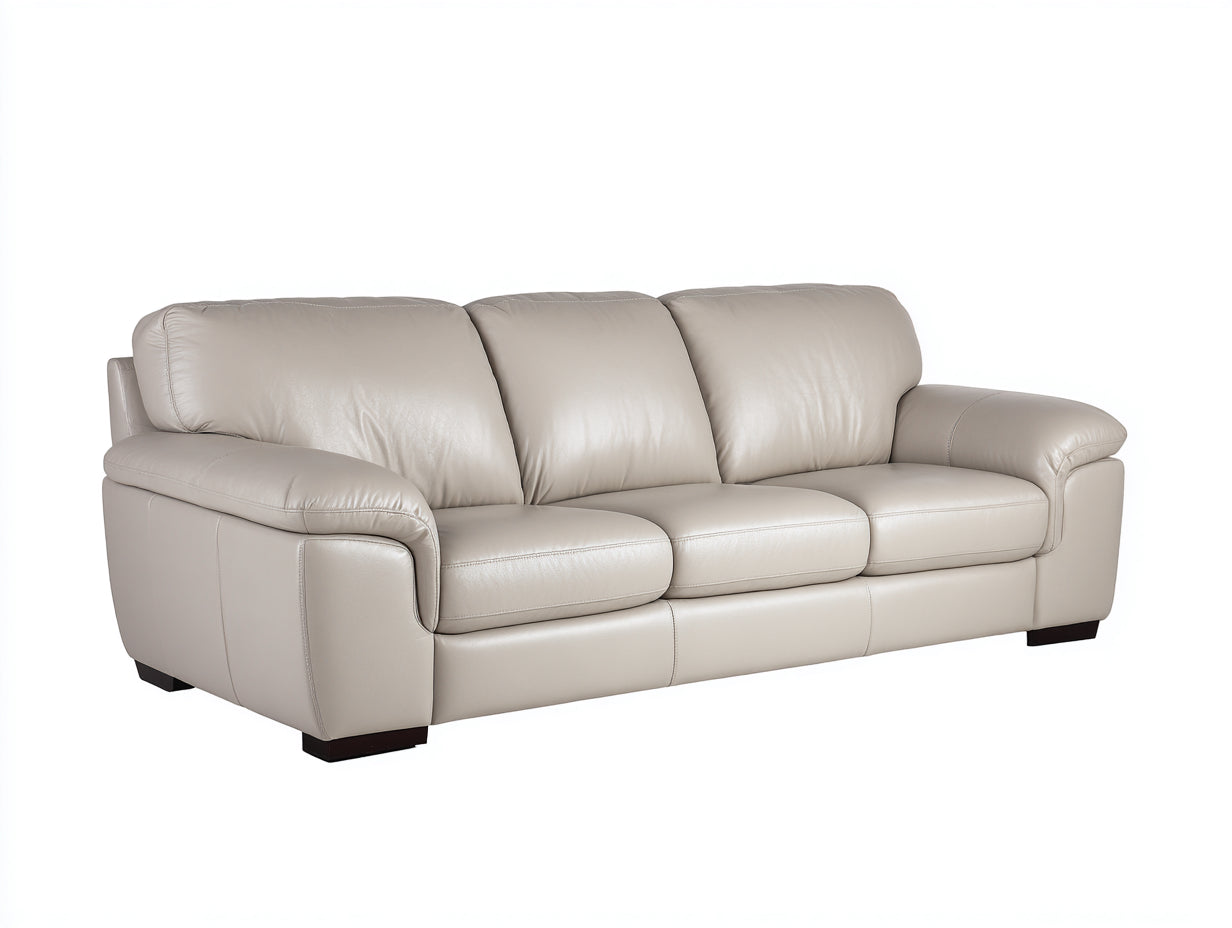 3 Sitzer Sofas aus Kunstleder 225 x 98 x 92 cm - Creme-Dunkelbraun - Komfortpolsterung mit breiten Armlehnen
